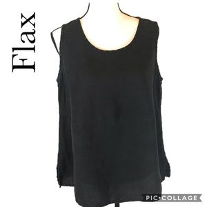 Flax black linen layering tank laggenlook sz S